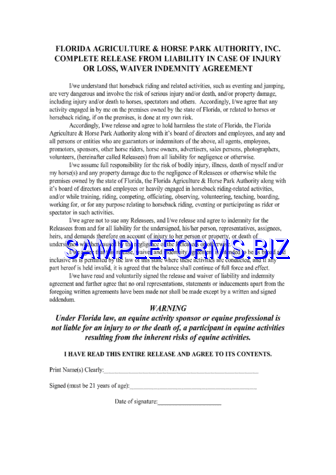 Florida Liability Release Form 2 pdf free